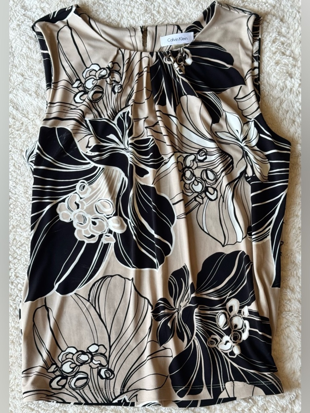 Calvin Klein Beige and Black Floral Sleeveless Camisole